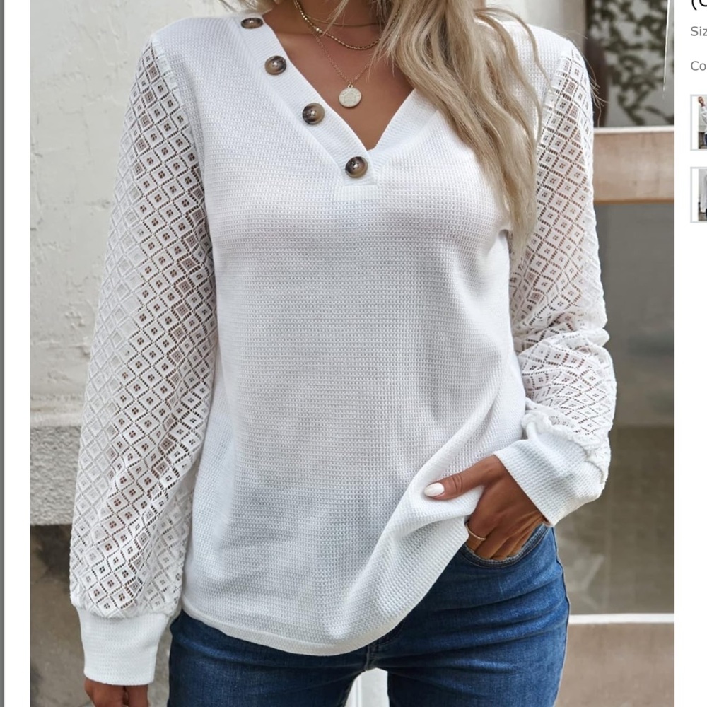 Women’s White Waffle Top